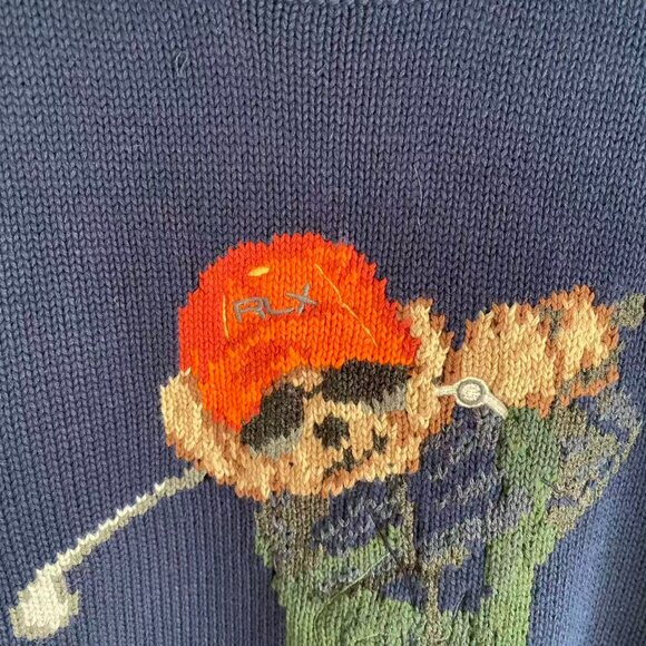 Polo Ralph Lauren Navy blue men's sweater with a bear design for playing golf - Picture 4 of 6